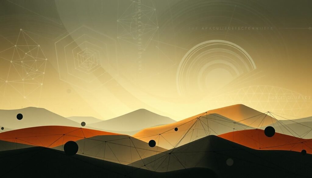 A contemporary epistemological landscape unfolds, a tapestry of diverse perspectives and evolving frameworks. In the foreground, abstract shapes and interconnected lines represent the intricate web of knowledge, its fluidity and constant state of flux. The middle ground features muted hues and geometric patterns, symbolizing the nuanced debates and theoretical constructs that shape modern epistemology. In the background, a swirling, ethereal atmosphere suggests the broader philosophical and societal context that influences and challenges our understanding of knowledge. Subtle lighting casts a contemplative mood, inviting the viewer to delve into the complexities of this dynamic and ever-evolving field of study.
